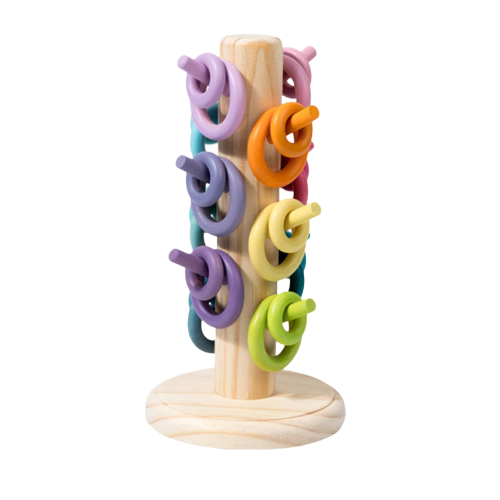 Torre da Impilare in Legno Moderna, Albero Arcobaleno, Versione Macaron, Peso 0,6 Kg, 13,5 × 13,5 × 25 Cm