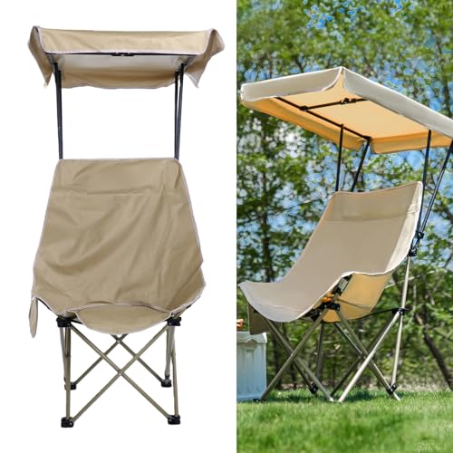 Chaise de camping portable GOWENIC avec parasol réglable kaki