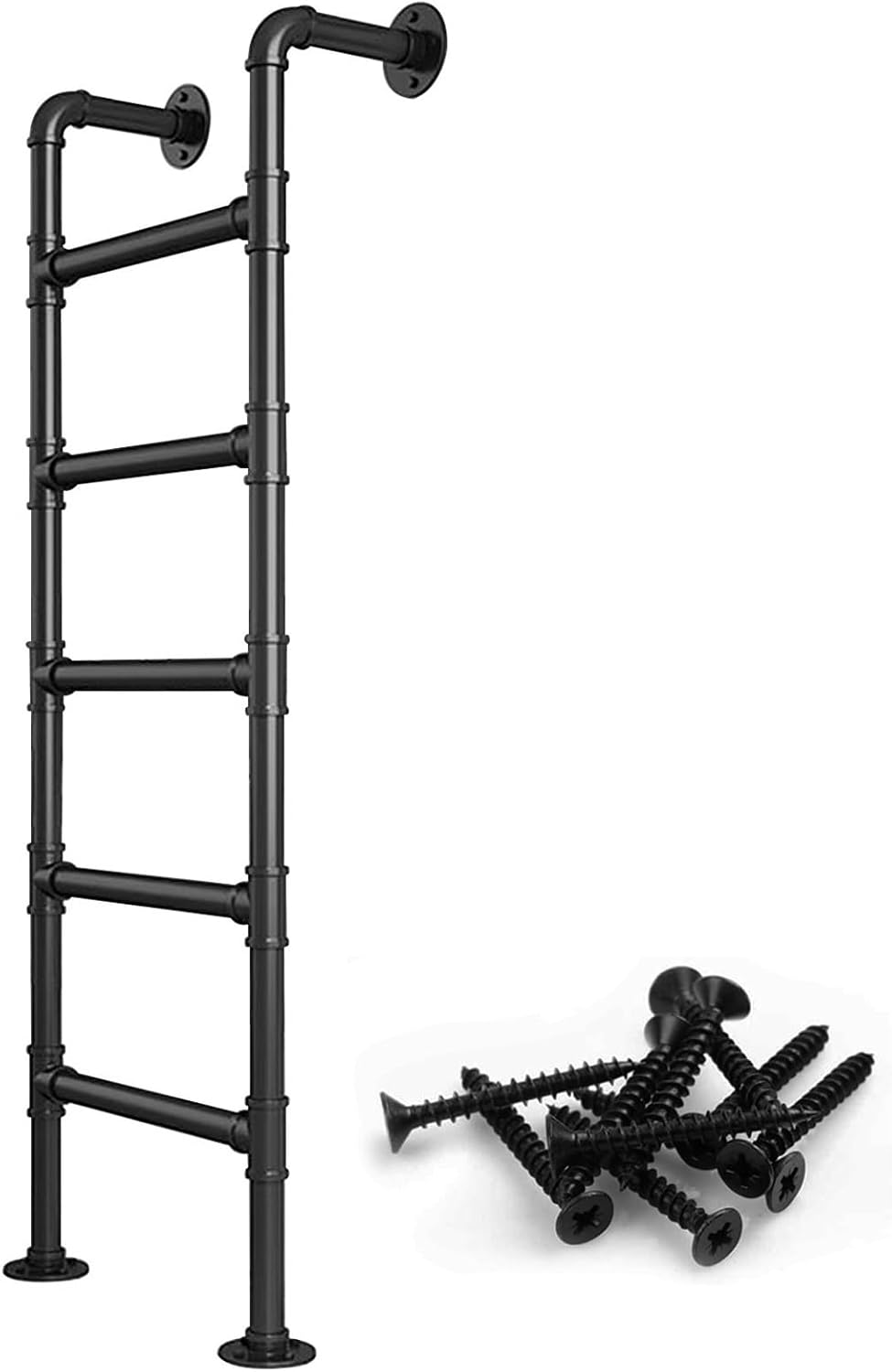 Heavy-Duty Wall-Mounted Attic Ladder Replacement for Bunk Beds, Metal Step Ladder with Mounting Fittings, 330lbs Capacity, Ideal for Attic, Dorm, Library, Deck, RV - 63in