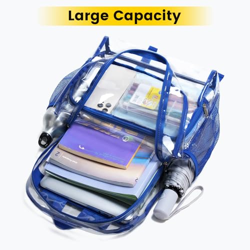 Image of Vorspack Clear Backpack for Girls and Boys, Large Clear Bookbag | Lightweight See Through Backpacks for School, Reinforced Straps, Heavy Duty Transparent Clear Bag for Work Travel Festival