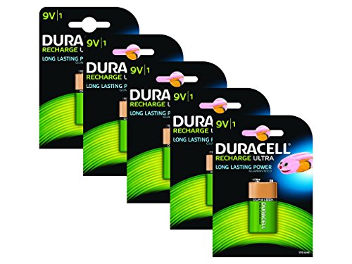 Baterías recargables 9V Duracell pack de 5 para evitar apagones en alarmas de hogar