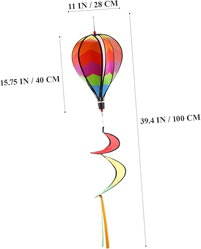 Miniatura 5 de Hemoton 3 piezas de globos de aire caliente arco iris, hilandero de viento, tira de viento colorida hilandera, tienda de campaña, accesorios de cola