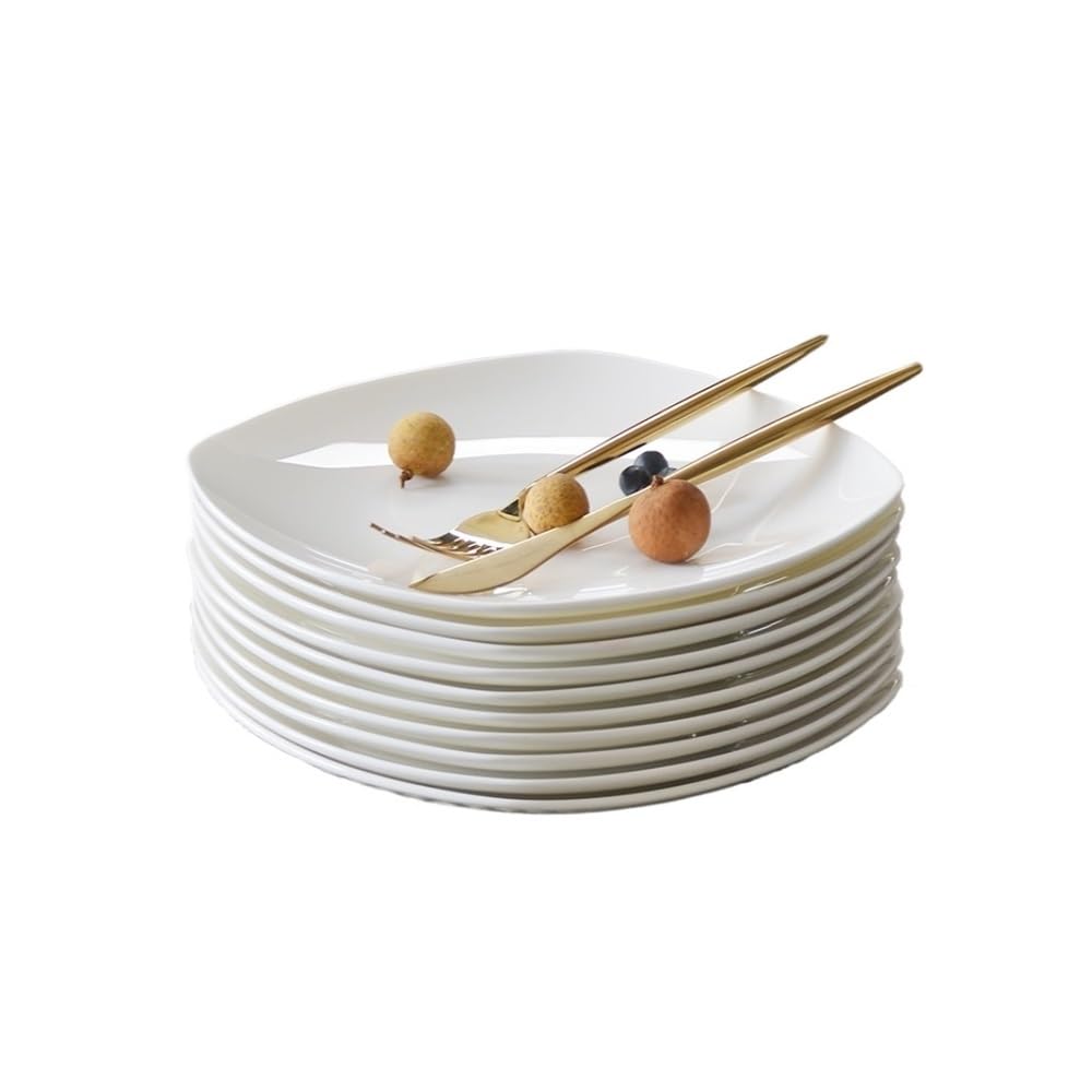 Talerze, 10pcs White Bone China Square Ceramic Steak Plates for Home Dinnerware Talerze Ceramiczne