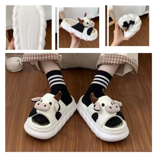 Cute Kawaii Multi Colored Cow Linen Pillow Slipper Cloud Slides Non-Slip Summer Slipper2