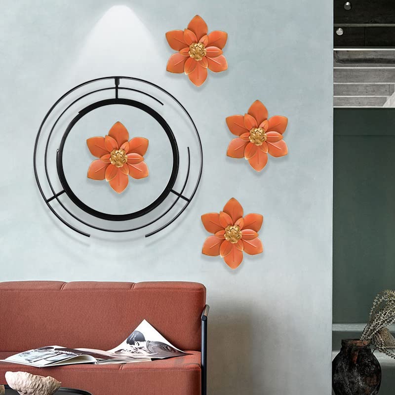 Metall Wanddeko Blume Schwarz-Gold - Rustikale Blumenskulptur 25 Cm Für Innen & Außen