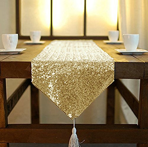 Camino de Mesa Dorado Camino de Mesa Dorado con Lentejuelas Suministros para Fiestas Decoraciones de Boda Servilletas de Oro Camino de Mesa 12x72 Pulgadas