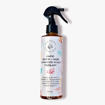 Uhuru Naturals Hair Growth Spray, Rapid Biotin & MSM Advanced Scalp Spray Strengthening & Nourishing Leave-In Scalp Treatment Supports Fuller-Looking, Healthier Hair 8 Oz