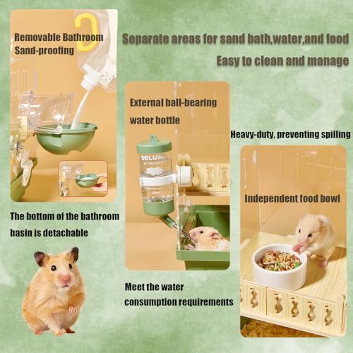 EatnMgan Acrylic Hamster Cage,Small Animal Houses&Habitats with Accessories,Hamster Enclosure with Stairs,Clear Pet Mice House,For Dwarf Gerbil,Dwarf Hamster,Pet Mice(Green,13.78"L*10.23"W*10.83"H) by EatnMgan - Used condition - Image 2