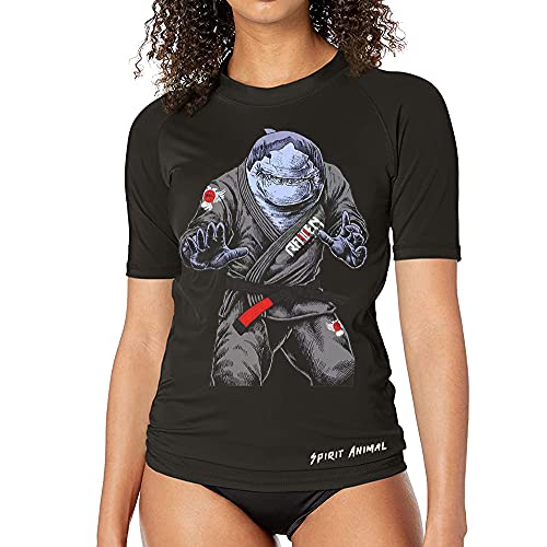CHOO Women's Spirits Animal Short Sleeve Sports Wicking T-Shirt Rash Guard for MMA BJJ Wrestling