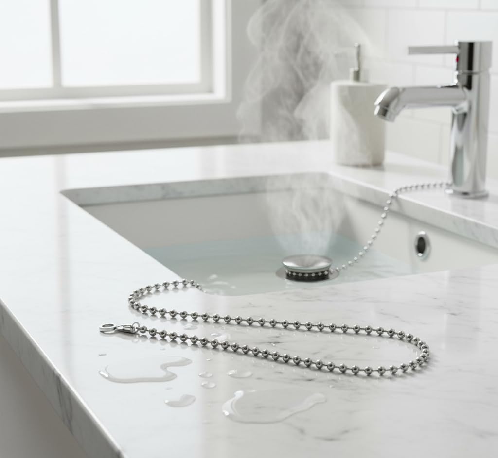 Gadgetime USA Bathtub Stopper Bead Chain Replacement - 11.9 inches - Stainless Steel Tub Stopper Chain Connector - for Easy Pull Sink & Tub Water Stopper with Chrome Finish,