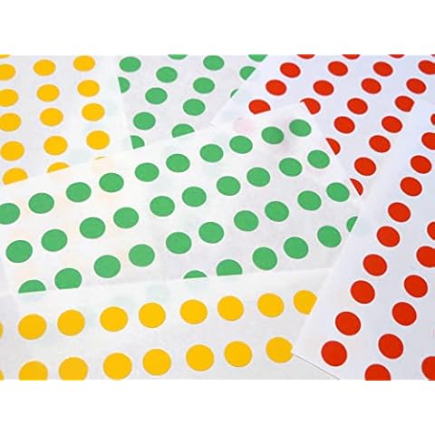 Small Round 6mm (0.2") Red Yellow & Green Circular Coloured Sticky Labels, Colour Code Stickers (240) Cover