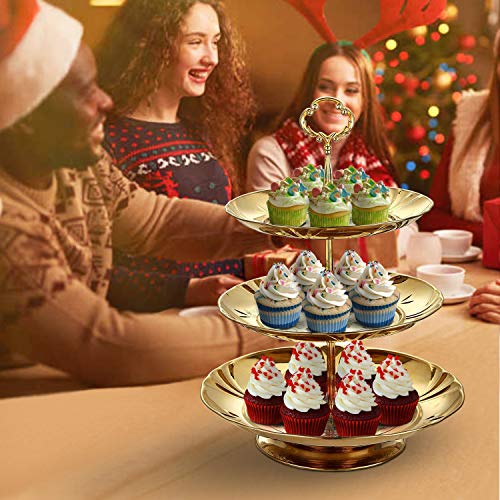 Two Set Of Three Tier Cake Stand And Fruit Plate By Imillet -Stainless Steel Stand Of Golden For Cakes Desserts Fruits Dried Fruit Candy Buffet Stand For Wedding &Home&Party Serving Platter (2 Pack) #TOP5