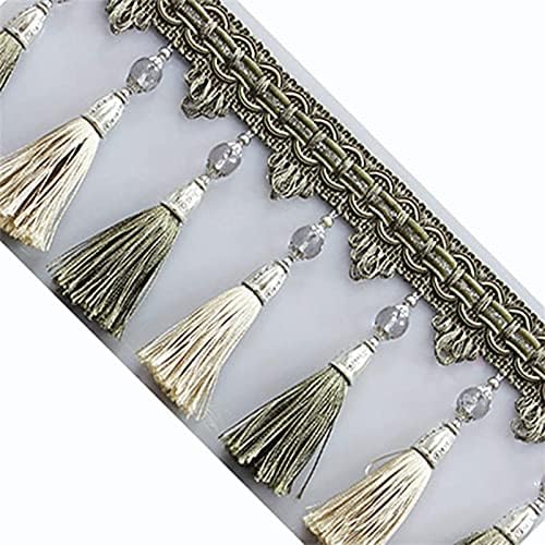 1m Etrol Beads Lace Curtain Sewing Tassel Fringe Trim Stretching Dispatching Curtain Ribbon Home Decoration Supplies (Color: 07, Size: 1M) (6 1M)