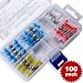 100 Pcs Solder Seal Wire Connectors, TeamProfitcom Heat Shrink Butt Connectors Terminals Electrical Wire Connectors Insulated Waterproof Marine Automotive Copper Connectors Kits (Gauge 10-26 AWG)