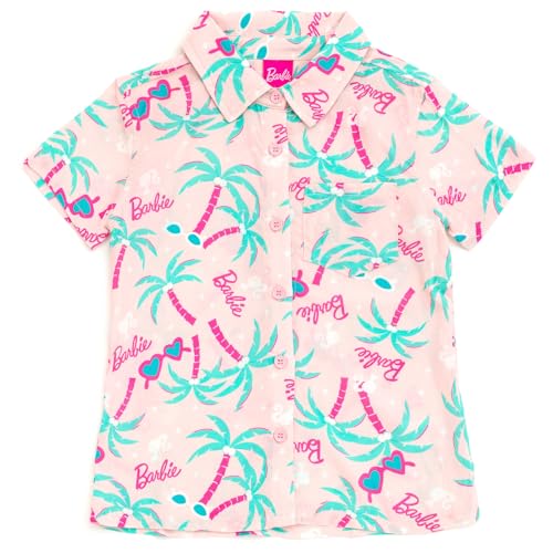 Barbie Girls Hawaiian Button Down Shirt Toddler to Big Kid Sizes (2T - 18-20)