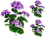 QIANYUN Pack 3 19.7in Artificial Geranium Flower Bush Silk Plant Home Hanging Garden Decor UV-Proof