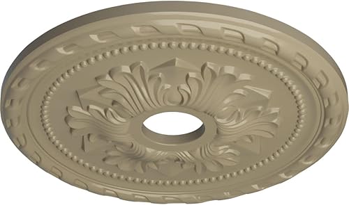 Miniatura 191 de Ekena Millwork CM20PM Medallón de techo Palmetto, 20 7/8 pulgadas de diámetro exterior x 3 5/8 pulgadas de diámetro interior x 1 5/8 pulgadas, Primed