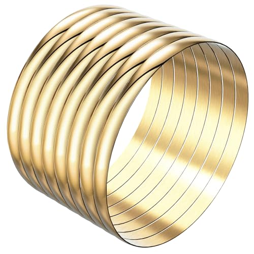 Linkidea Plus Size Bangle Bracelets Set for Women, Set of 8 Stainless Steel Extra Large Round Bangles