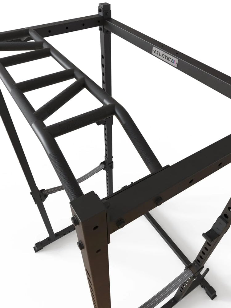 Atletica R5-Base Power Rack | Squat Rack Basiskäfig für Grundübungen | Multi-Grip Klimmzugstange, Safety Straps, J-Hooks & Gewichts-Pins | in Zwei Höhen verfügbar