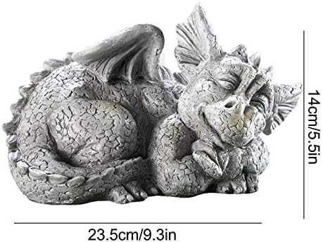 BMHESD Garden Decoration Adorable Baby Sleeping Dragon , Garden Decor Statue Resin Ornament for Outdoor Decoration (B)