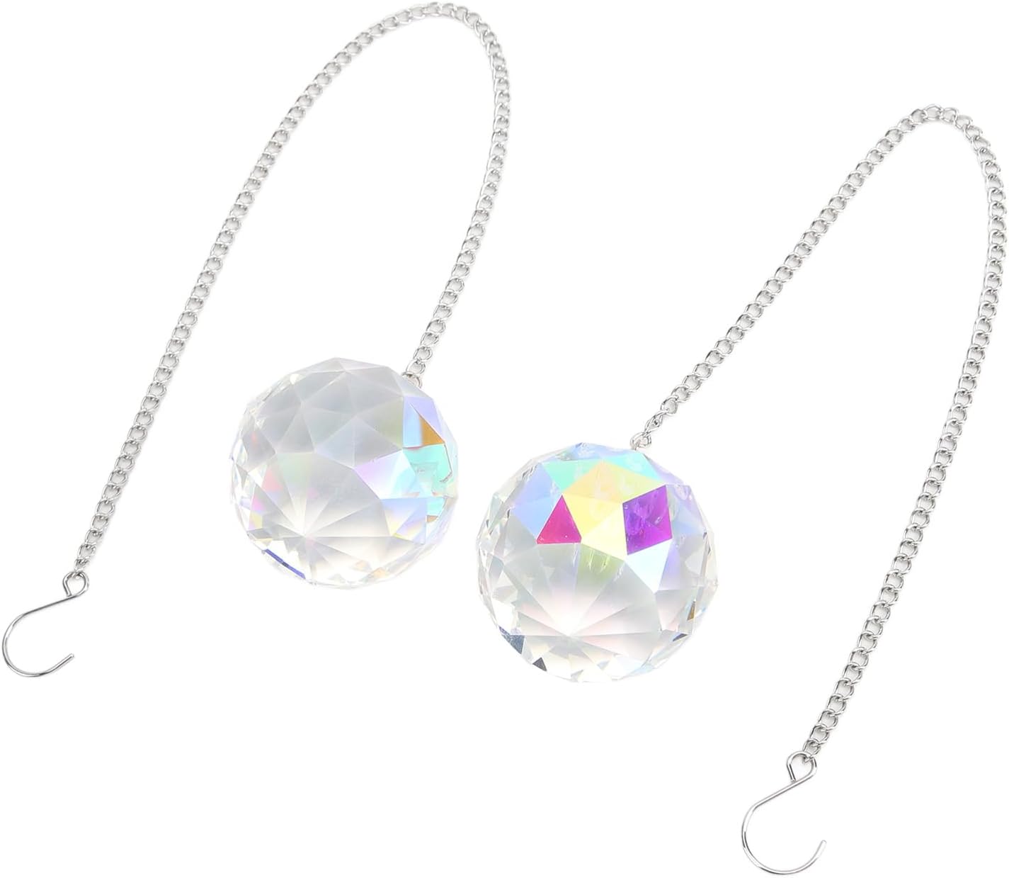 Yctze 2pcs Crystal Ball Prism Pendant Window Rainow Maker Ornament with EasyHanging Chain, Crystals for Home and Garden Décor, Wedding and Istmas Deco ion. (Colorful)