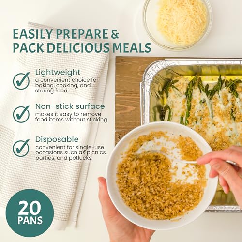 FUNSTITUTION Full Size Large Aluminum Foil Pans (20 Pack) - 21x13 Tin Foil Pans with High Heat Conductivity - Disposable Cookware For Baking, Grilling, Cooking, Storing, Prepping (21x13) by FUNSTITUTION - Image 2
