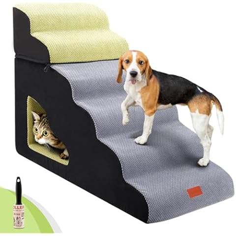 LOOBANI Dog Stairs for High Bed, 30 in Height 6 Steps Soft Foam Spliced Dog Steps for Bed, Non-Slip Sturdy Pet Stairs, Dog Ramp for Small Dog, Older Pets, Grey 6 Tiers Cover
