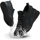ulogu Steel Toe Shoes for Men Women Puncture Proof Non Slip Waterproof Work Safety Sneakers Comfortable Construction Black