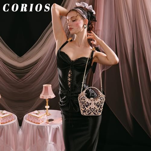 Image of CORIOS Women Rhinestone Evening Bag Sparkly Sequin Purse Crystal Clutch Bag Bridal Wedding Handbag Glitter Shoulder Bag