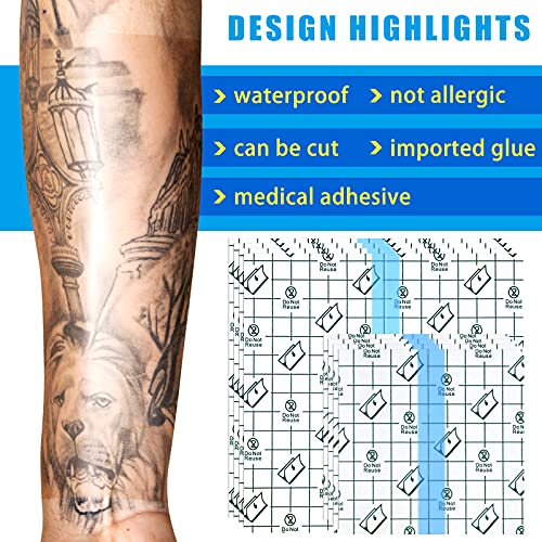 50 Pieces Shower Waterproof Patch Transparent Stretch Adhesive Bandage Waterproof Clear Adhesive Bandages Tattoo Protective Transparent Film Adhesive Bandages For Tattoos (4 X 4 Inch, 6 X 6 Inch) #TOP5