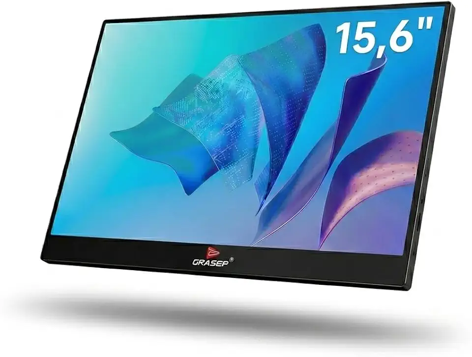 Monitor Portátil 15,6" Full HD IPS USB-C Mini HDMI Segunda Tela Notebook PC Celular Ultrafino Leve Com Alto Falante Integrado Plug and Play para Home Office Escritório Estudo