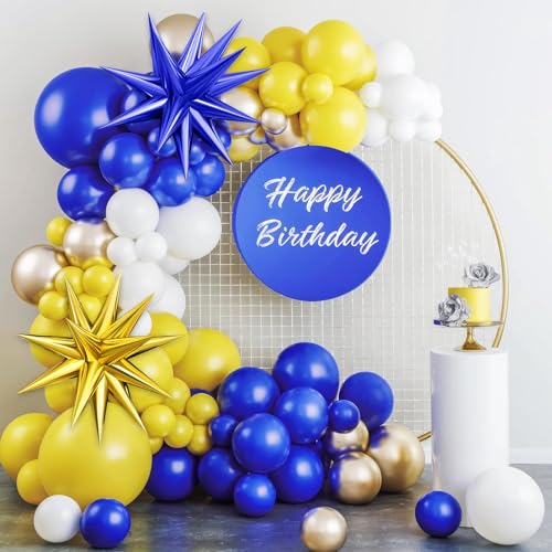 Blue Yellow Balloon Arch Kit, Royal Blue and Yellow White Balloons Garland Kit with 4D Foil Star Balloons, for Graduation 2026 Baby Shower Anniversary Birthday Wedding Party Decoration by Adorely - Used condition - Image 6