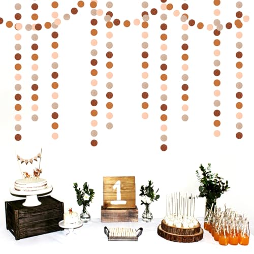 Image of Boho Brown Rose-Gold Party-Decorations Streamers-Garland - 52ft Fall Birthday Hanging Paper Banner,Autumn Baby Bridal Showe Neutral Burgundy Wedding Bachelorette Decor Hugfond