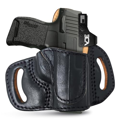 Black OWB Leather Holsters for Pistols Optic Ready Right Hand. Fits for Sig Sauer P365/P365 XL. Leather Gun Holsters