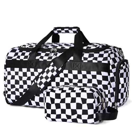 Sports Gym Bag for Men Women, Large Travel Duffle Bag with Shoe Compartment and Wet Pocket, Lightweight Weekender Overnight Bag Fitness Workout Bags for Sports, Gym, Travel