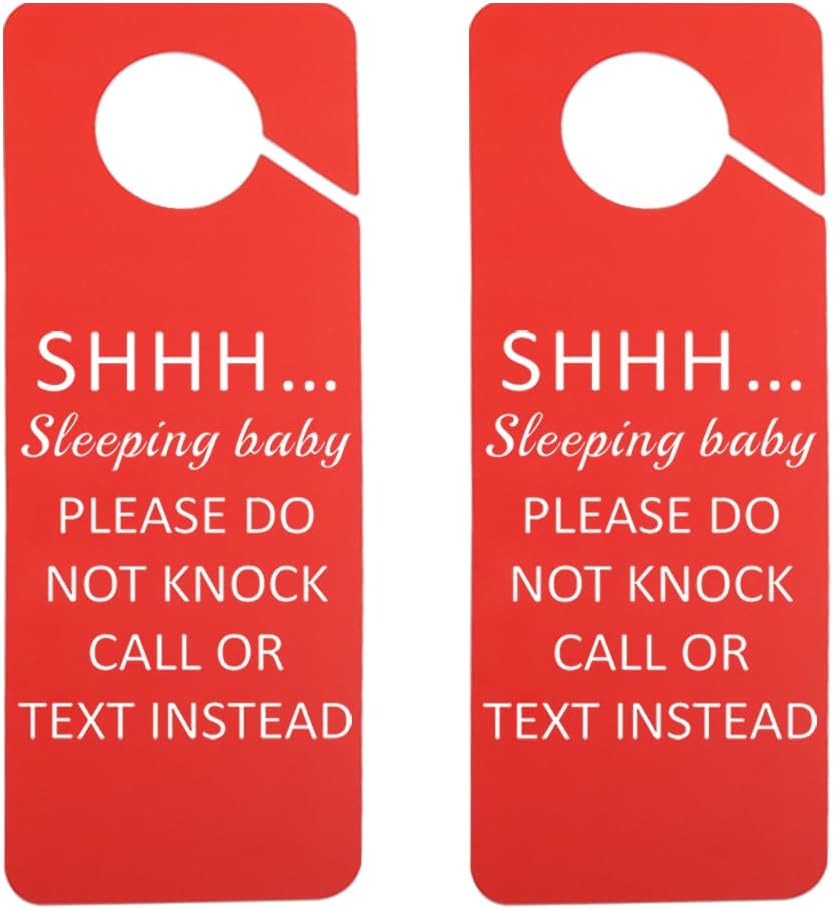 2PCS Do Not Knock Baby Sleeping Hanging Door Sign Sleeping Baby Sign (sleeping)