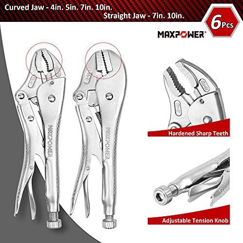 Maxpower 15-Pieces Locking Pliers With C-Clamps Set, Long Nose Pliers, Pinch Off Pliers, Sheet Metal Clamp, U Shaped Pliers With Tool Bag For Storage #TOP6