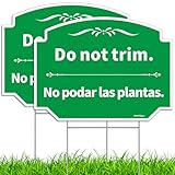 2Pack Do Not Trim Signs in English and Spanish, No Trim Sign, 12.6'x9.5' Double Sided Corrugated Plastic Do Not Trim Sign with Metal Stake, UV Protected, Fade &Weather Resistant, Easy to Install