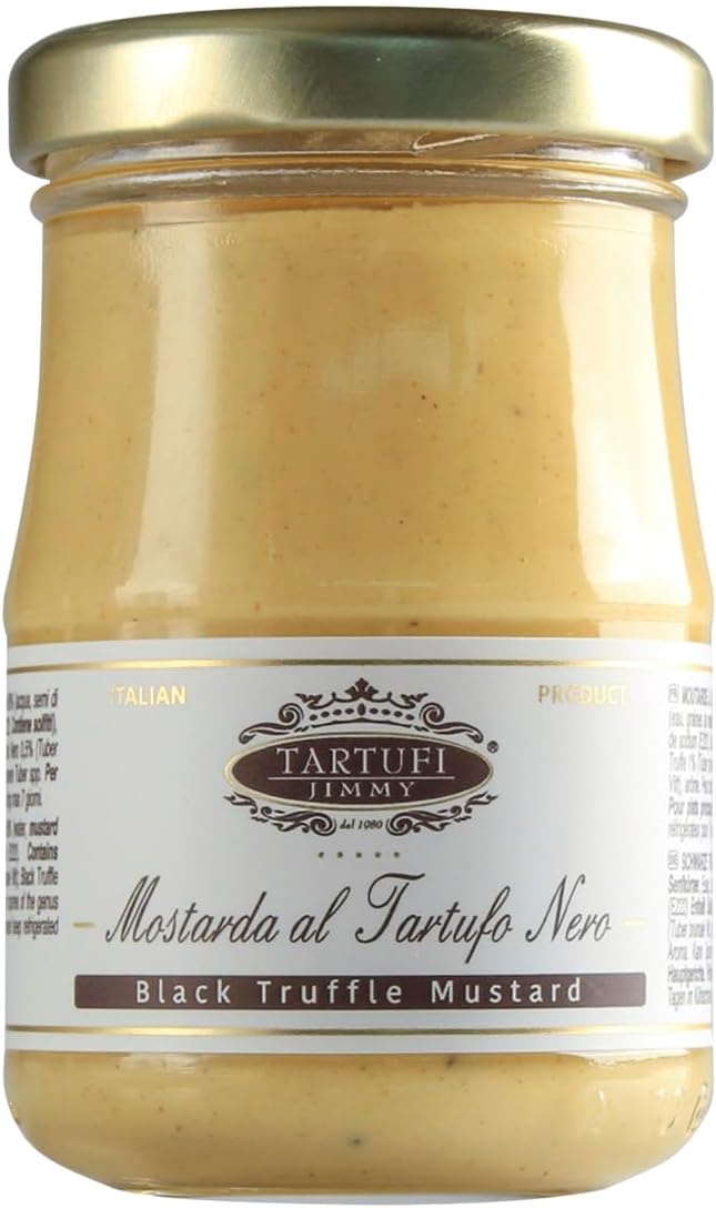 Mostarda al czarna trufla | włoski sos gourmet z szlachetna czarna trufla | przyprawa wyrafinowany do mięs, serów, kanapek i przystawek 100g