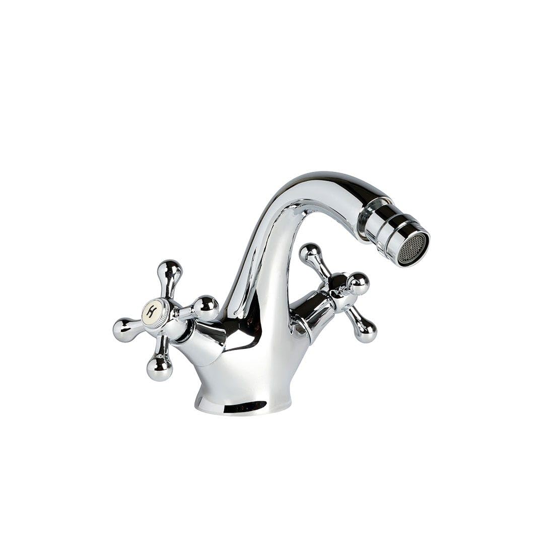 Kiamami Valentina - Set Rubinetti Bagno Stile Retrò | Miscelatore Lavabo, Bidet e Vasca | Finitura Cromata Elegante | Manopole a Croce