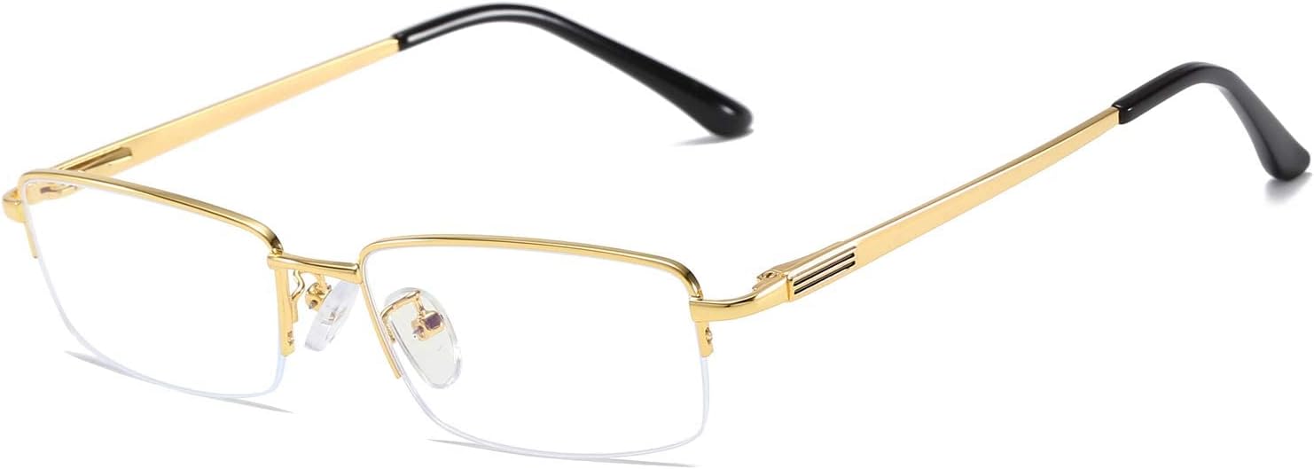 Half Rimless Metal Eyewear Frames Blue Light Blocking Transparent Lens Business Glasses