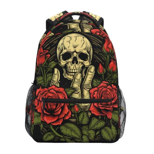 Sac à dos école au motif artistique de roses foncées pour enfant et ado