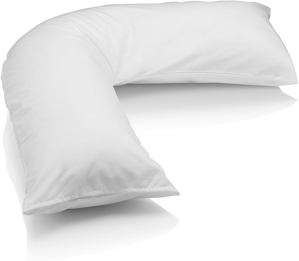 E4Emporium Polycotton Back & Neck Support V Shaped Orthopedic/Pregnency/Nursing Pillow Case (White)