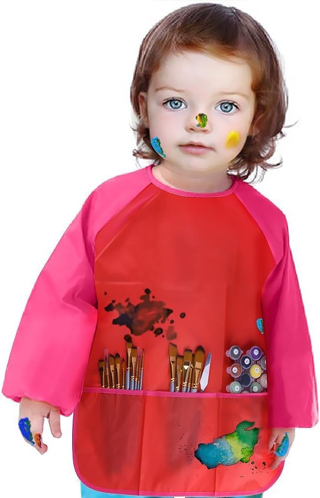 Kreative Kraft Kids Art Smock – Waterproof Long-Sleeve Painting Apron with 3 Pockets (Pack of 1) 3