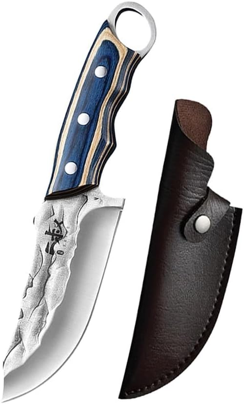 Meat Cleaver,Cleaver Knife Meat Cutting Knife For Kitchen Hand Forged Chef Knife High Carbon Steel Kitchen Butcher Knife With Leather Sheath, LAMAJIGA5844