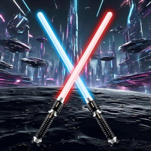 Pyxovixar Red Blue Light Sabers for Kids-2pack Cosplay Retractable Detachable LED Light SaberToy Set with Girls Boys and Adults-Gift for Halloween Christmas Birthday Party
