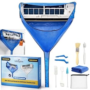 Kikepilm kit nettoyage climatisation split, kit entretien climatisation pour nettoyage de climatiseur et nettoyageclimatisation maison, bache nettoyage clim, Bleu Grand