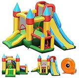 ★Diverse Aree di Gioco★ Questo castello gonfiabile per bambini offre una varietà di aree per giocare. Ci sono 2 scivoli, uno piccolo e uno grande, un’area di salto, una parete da arrampicata e una piscina con le palline. Offre un luogo divertente senza fine per far giocare i bambini.