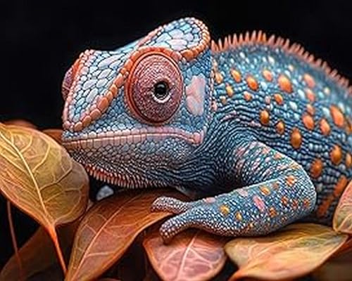 Xpdnmilq Kit de punto de cruz de 11 quilates con patrón e instrucciones para principiantes y adultos, kit de bordado artesanal para decoración de pared, lagartos de animales, 40 x 50 cm