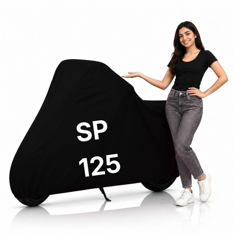 Image of Ultra-Protect Bike Body Cover for Hoonda SP 125 Cover| 100% Waterproof, Dustproof & Scratch Resistant | Heavy Duty Two Wheeler Covers with UV Protection, Heat Resistant | All Weather (Black)